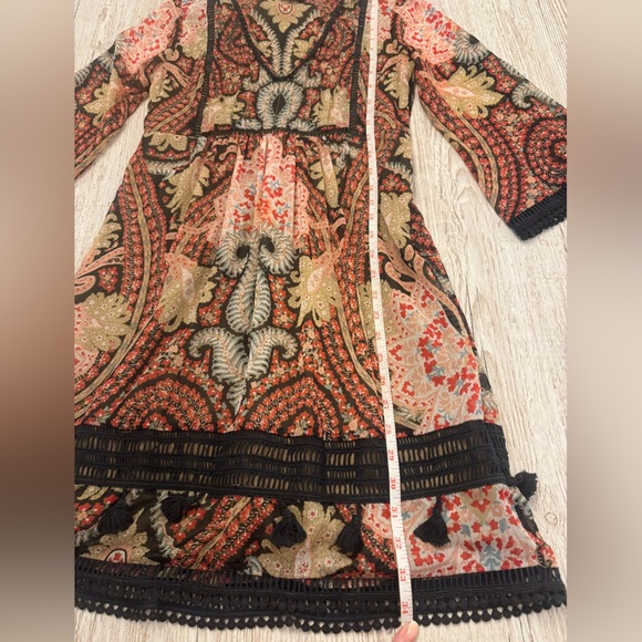 Anthropologie Ranna Gill 6 ‘Joss Kimono Dress’ Mini V-Neck BOHO Festival Paisley - Picture 9 of 14